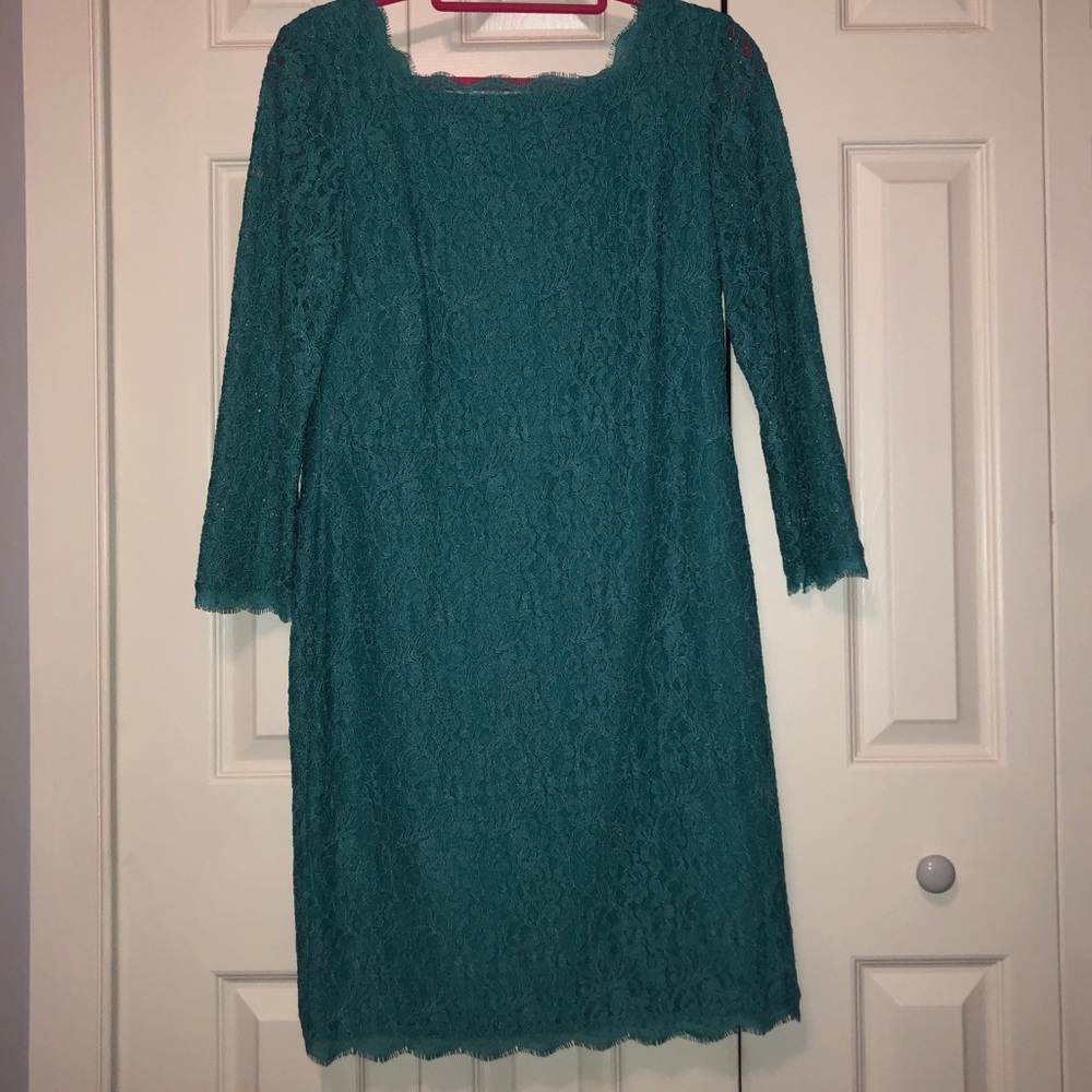 NWOT Teal Adriana Papell Lace Dress
